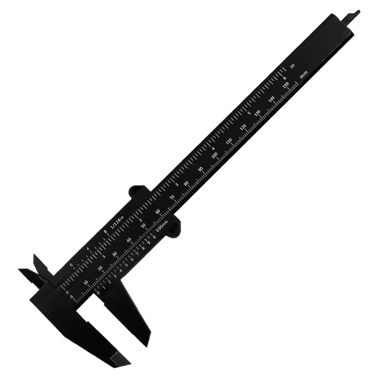 OGQNPJJCJ 0-150mm Vernier Calipers Double Rule Scale Plastic Ruler for Jewelry Measurement School Student Measuring Tools Hand Tool(Nero)