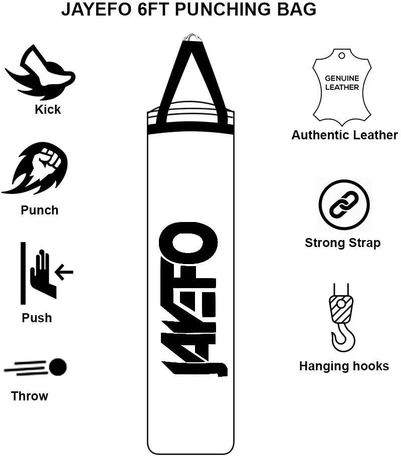 Jayefo Trexter Heavy Punching Bag 6 5 4 FT 10 Year Warranty Muay Thai Heavy Bag Boxing MMA Fitness Workout Training Kick Boxing Punching Banana Bag-Unfilled