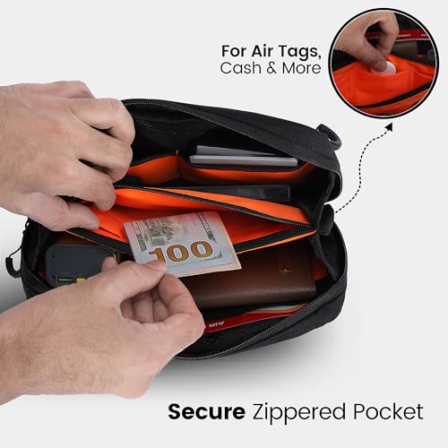 Image of URBAN WOLF Travel Sling - Anti-Theft Travel Crossbody Sling Bag for Men & Women | Water-Resistant Chest Pack, Mobile & Passport Shoulder Bag for Daily & Travel Use - Black