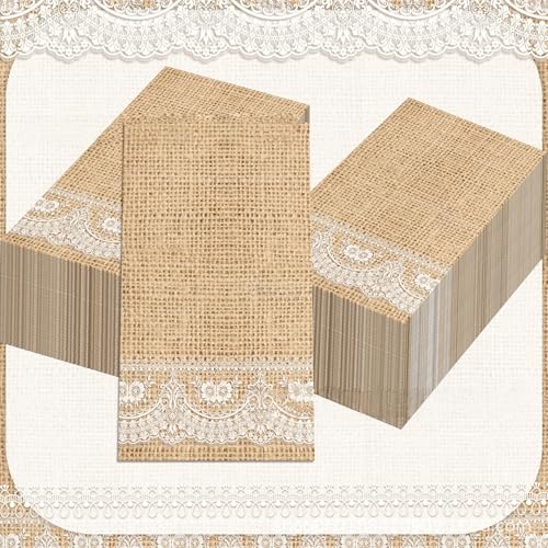 リネンレース使い捨て長方形ナプキン100枚、家庭、キッチン、バスルーム、ティーパーティー、結婚式、誕生日パーティー、その他のフェスティバル用のテーブル装飾パーティー用品。