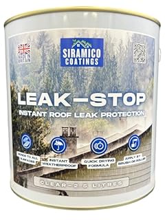 SIRAMICO COATINGS Leak Stop Paint Clear Instant Waterproof Leak Sealer | 2.5 Litre | Perfect Sealant for Flat and Pitched Felt, Shed & Garage Roofs | Easy to Apply & Fast Dry