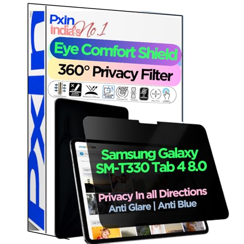Image of PxIn Tablet Privacy Screen Guard compatible with Samsung Galaxy SM-T330 Tab 4 8.0 | No.1 | Anti Glare | Anti Blue Light | Anti UV | 4 Way Privacy Filter | 360 Privacy | Eye Protect