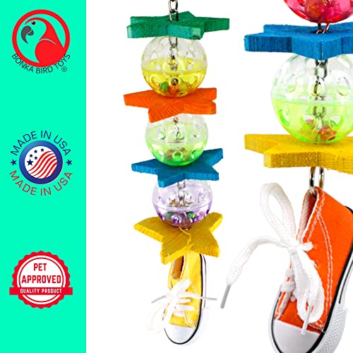 1355 Kick Ball Sneaker Bonka Bird Toys Colorful Plastic Wood Parrot Parrotlet Quaker Budgie Cockatie #TOP5