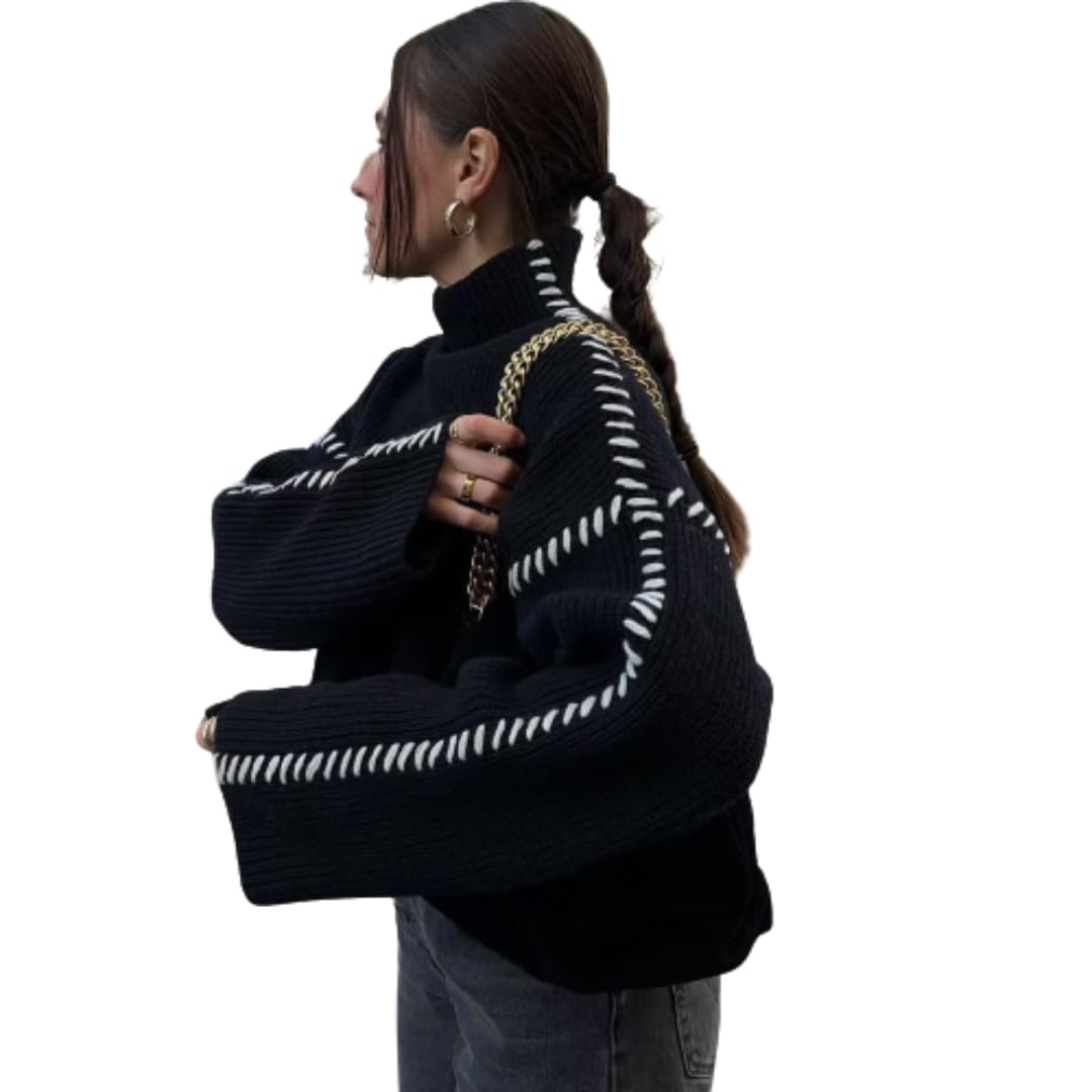 YELLOOP Fall Sweaters for Women 2023 Trendy Cowl Neck Sweater for Women Oversized Sweater Old Money Aesthetic