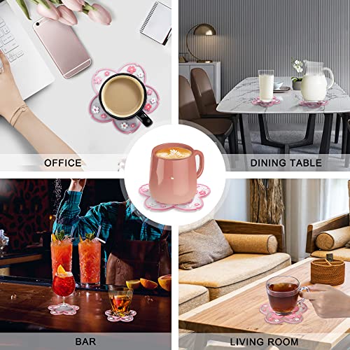 Dessous de verre fleur rose Conisy lot de 6 idéal pour cadeau de table - 8