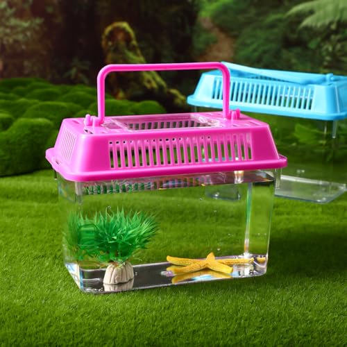 Ipetboom Portable Fish Tank 5.90X4.33X3.74 Inch Clear Plastic Turtle Box with Handle Handheld Aquarium Small Pet Hamster Breeding Case for Reptiles by Ipetboom - Image 8