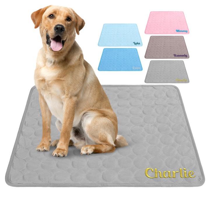 NIBESSER Kühlmatte für Hunde Personalisiert Selbst Kühlende Hundematte rutschfest Hundematte mit Name Stickerei Tragbar Kühldecke für Hunde Katzen