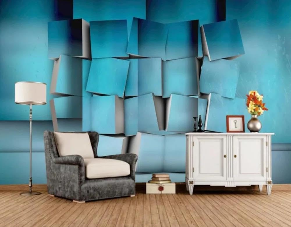Papier peint mural 3d bleu non tissé idéal pour une chambre à coucher cocooning