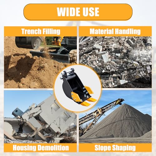 MMS 7.87in/200mm Mini Excavator Bucket, Mini Excavator Attachment, Manganese Steel Trench Digger Bucket with 2 Pins, Suitable for 0.8-1.8 Tons Mini Excavators Digging Soil, Landscaping Work by MMS - Image 7
