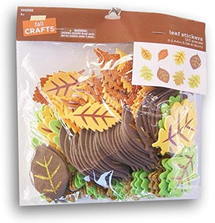 Harvest Autumn Leaves Stickers Glittery Foam 120 Pieces