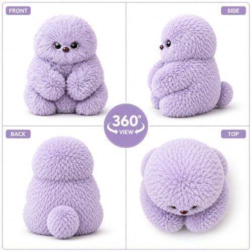 Image of MONEX Garments Cute Fluffy Plush Toy Set for Kids, Soft Kawaii Stuffed Animal Doll for Bedroom Decor & Gift, Pastel Purple Pink White Plushies