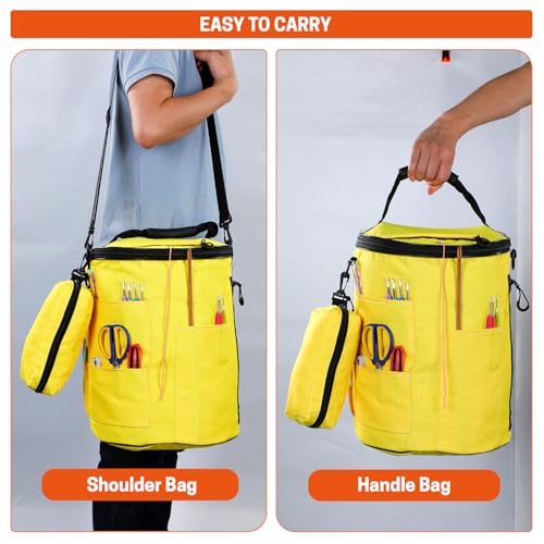 Image of Yarn Storage, Crochet Bag Organizer, Yarn and Crochet Tote, Durable Knitting Bag for Hooks, Needles and Kit for Beginners (Yellow)
