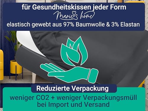Marie´s Home 2er Pack Kissenbezug für Nackenstützkissen - Kopfkissenbezug für Nackenkissen - Spannbezug und Kissenbezug 1627.2372, M (35-40 x 55-60 cm), anthrazit