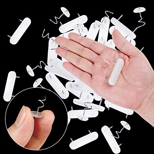 jetec 40 pieces plastic bed skirt pins holding head double white furniture chair leg glide nails clear heads twist pins for slipcovers and bed skirts