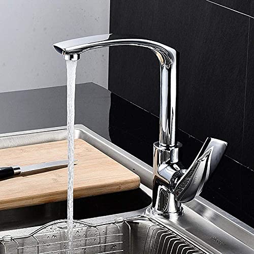 Mitigeur cuisine laiton résistant avec poignée unique pour régler facilement l'eau chaude