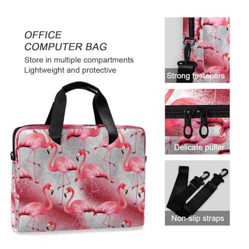 Funda para laptop portátil 15.6 pulg con correa y asa gris flamenco miniatura 6