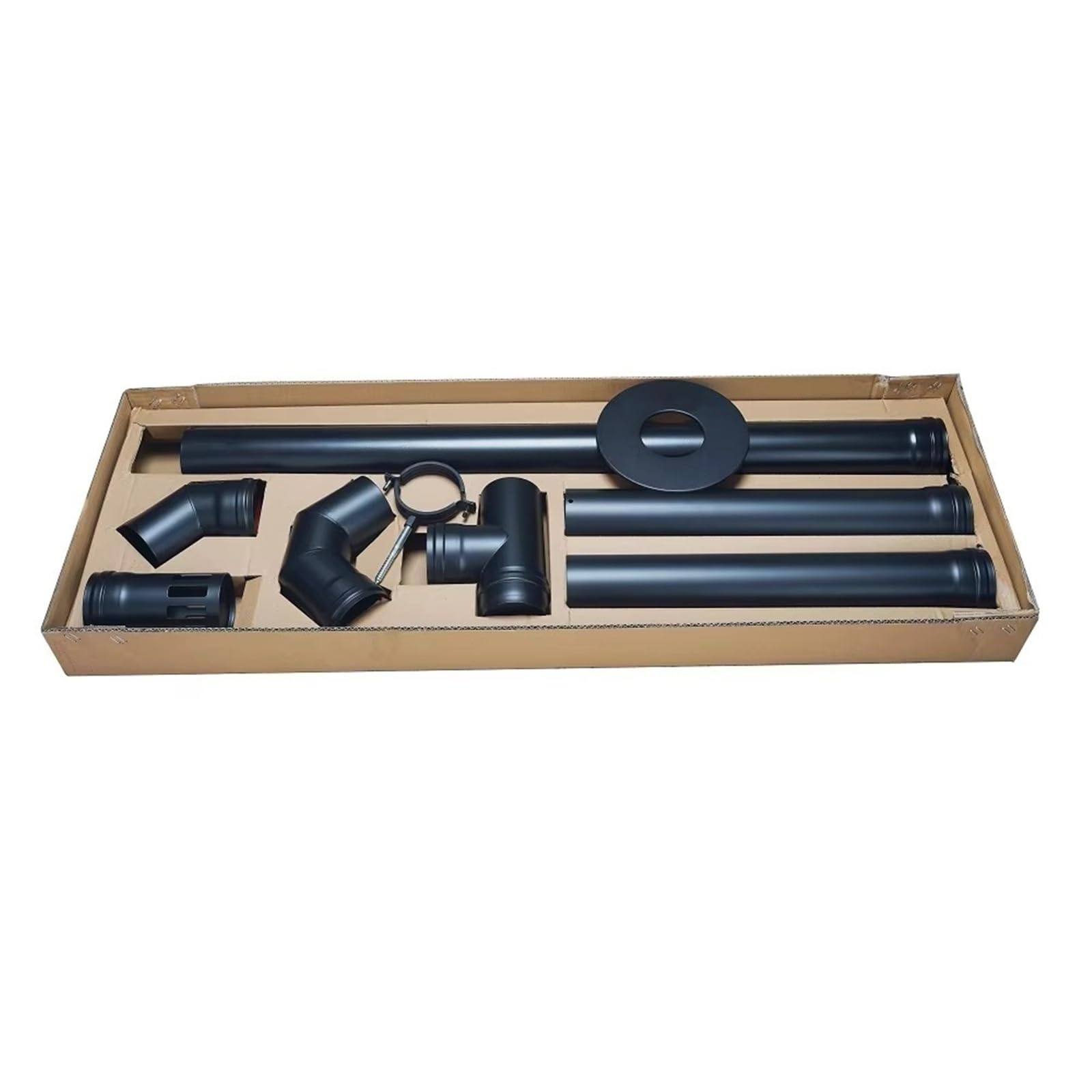 Kit Canna Fumaria in Acciaio al Carbonio, Set Canna Fumaria Personalizzabile for Ventilazione Stufa a Pellet e Camino