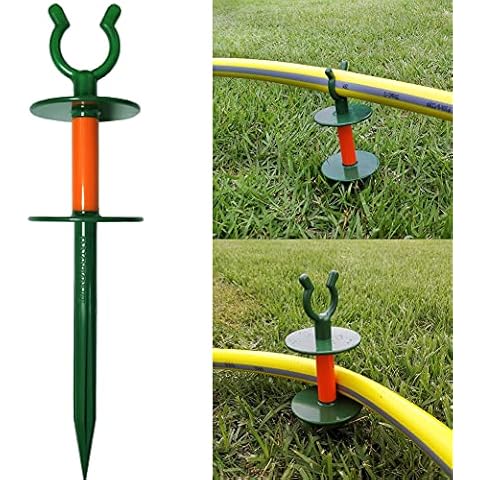 BAOLONG Garden Hose Guide Stake Garden Hose Guide Spike Lawn Hose Support Soaker Holder Clip Snap (8pcs, Fit in 5/8'' Hoses) Cover