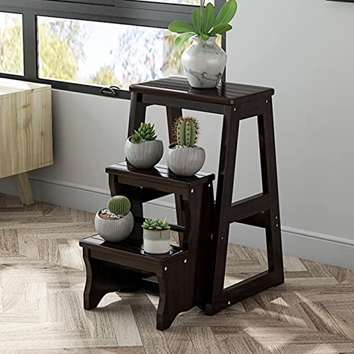 Tabouret échelle pliable en bois 3 marches pour petit espace