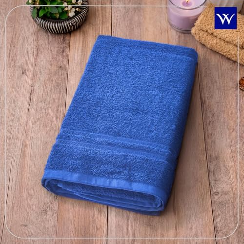 Image of Welspun 100% Cotton Quick Dry Bath Towels | Towels for Bath Large Size | Super Soft & High Absorbent | 380 GSM | 1 Piece Bath Towel for Men /Women | Urban Comfort | 70 cms x 150 cm - Navy Blue