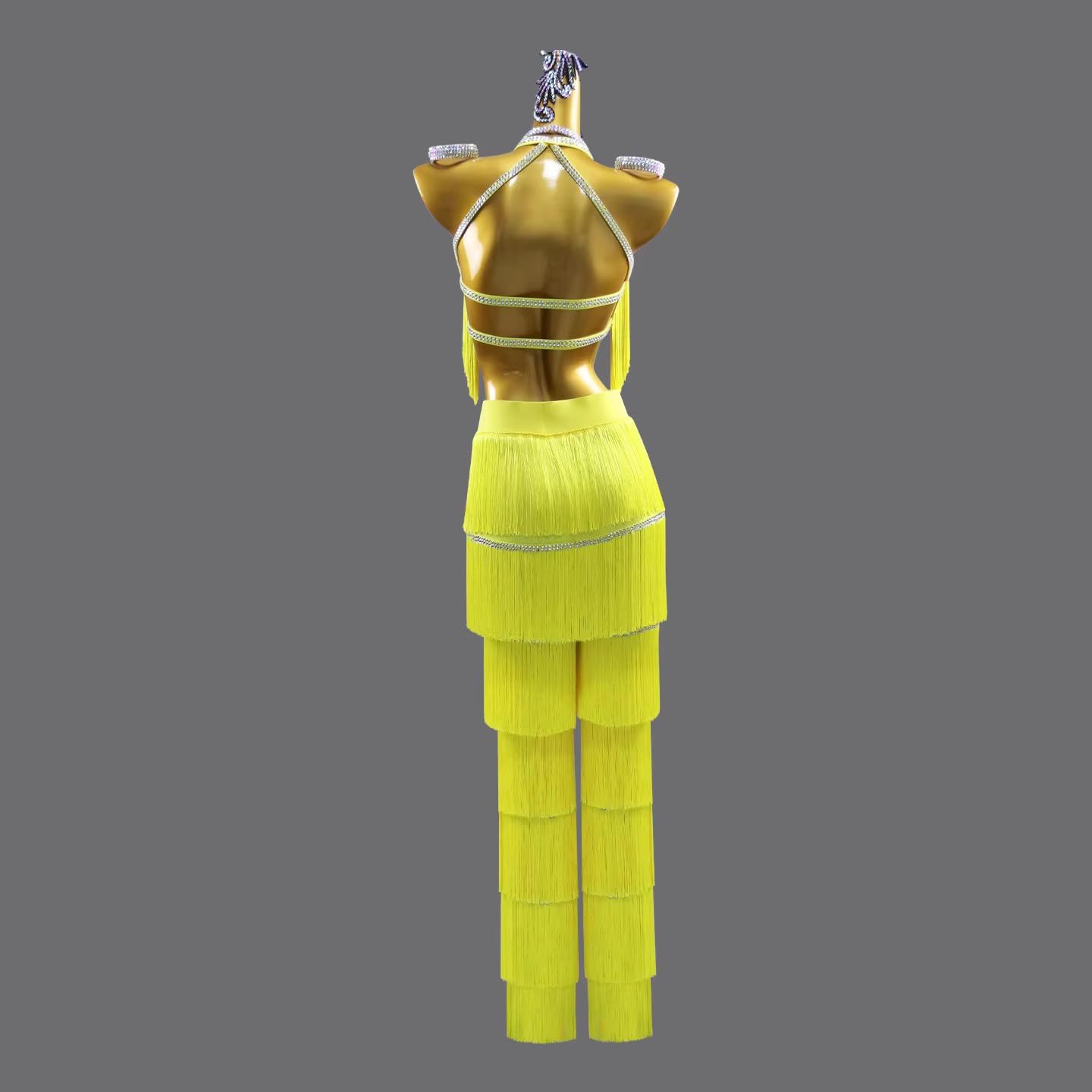 Abbigliamento da Ballo Latino da Donna con Nappe A Strati Costume da Gara per Adulti di Salsa Pantaloni da Ballo per Rumba E Samba Tuta Professionale per Spettacoli di Cha Cha