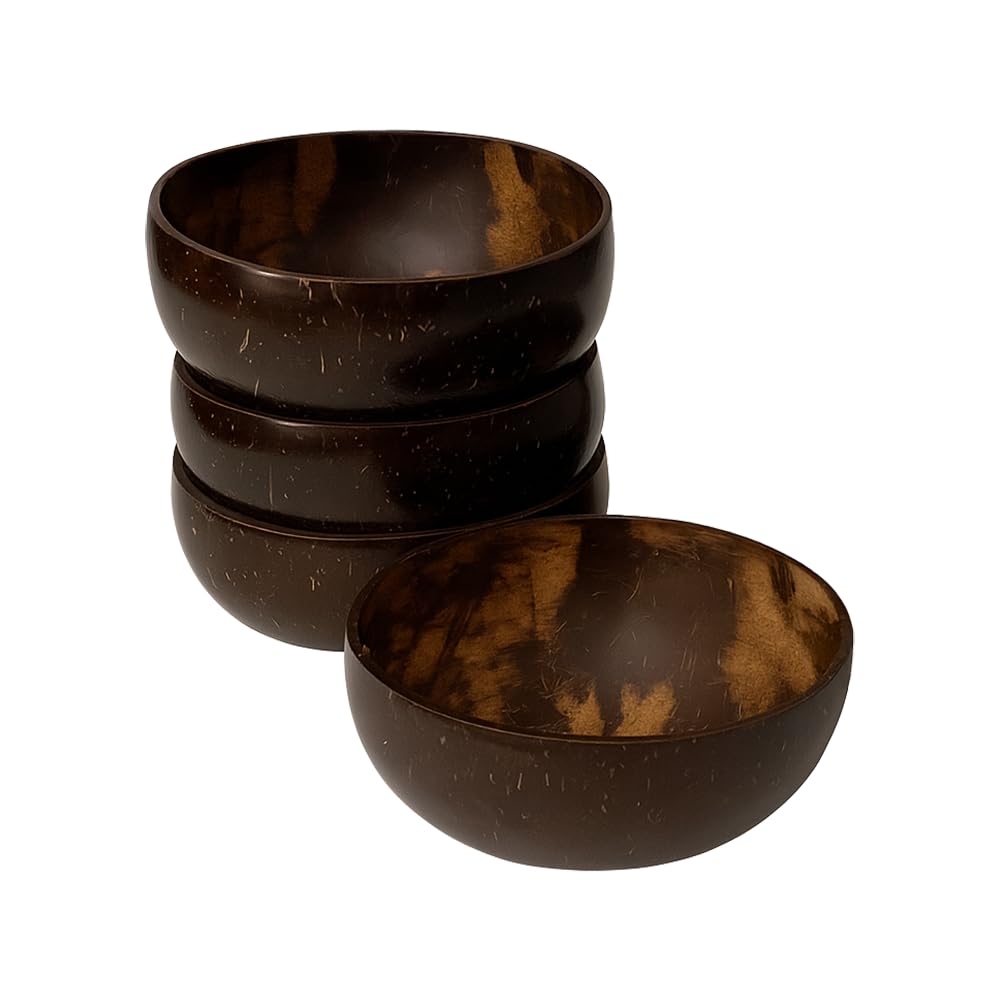 VIE Coconut Bowl, Large, 13-15cm Diameter, Set of 4