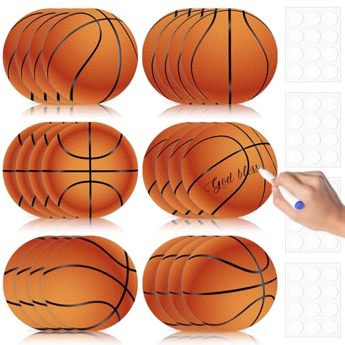 Image of TaoBary 24 Pcs 7.09in Basketball Cutouts in 6 Design Paper Basketball Bulletin Board Decorations for Birthday Classroom Poster Lockers Baby Shower DIY Wall Banner Sport Theme Party Supplies