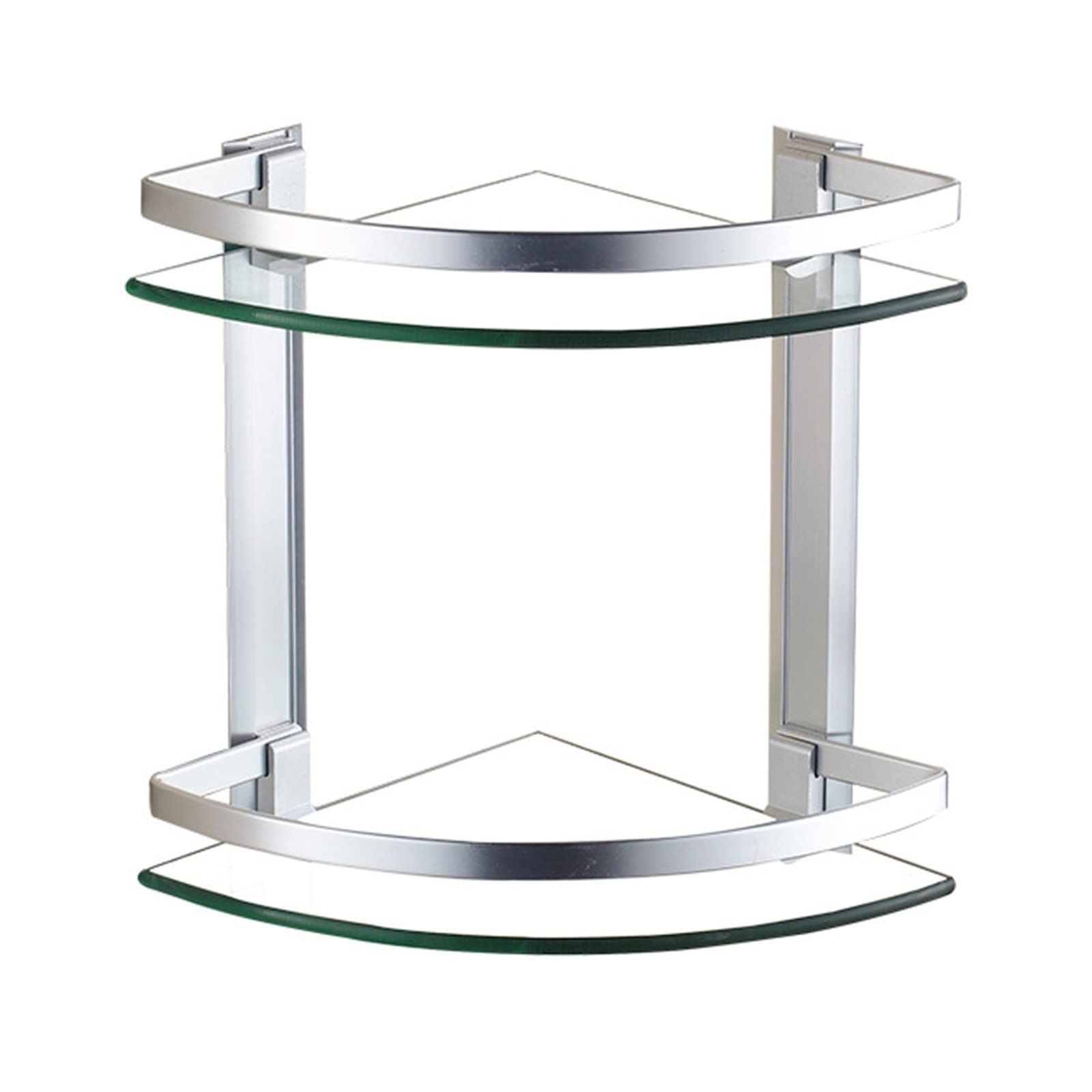 Estantes esquineros de Vidrio para baño de 2 Niveles: Estante de baño de Vidrio Templado de 24 cm / 9 ″, Almacenamiento de Ducha montado en la Pared (Color: Plateado) (Plata)