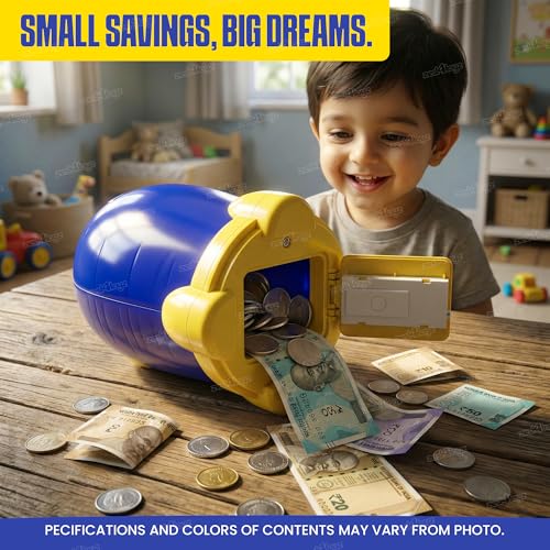 Image of Zest 4 Toyz Kids Piggy Bank Money Box Lockable Money Saving Bank with Coin Slot Cute Astronaut Design Educational Toy for Children-Multi Color