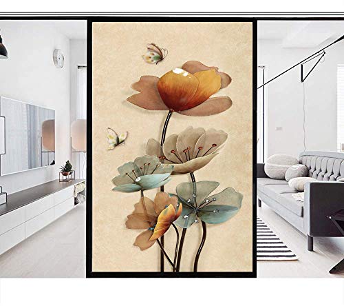 Vinilo decorativo para ventana con diseño floral y mariposas 118x250cm miniatura 2