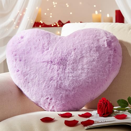 Yhoelata Coussin Coeur Klein, Coussin en Forme de Coeur Lilas, Oreiller Cœur Coussins Décoratif en Peluche, Coussins Décoration Canapé, Deco Chambre Ado...