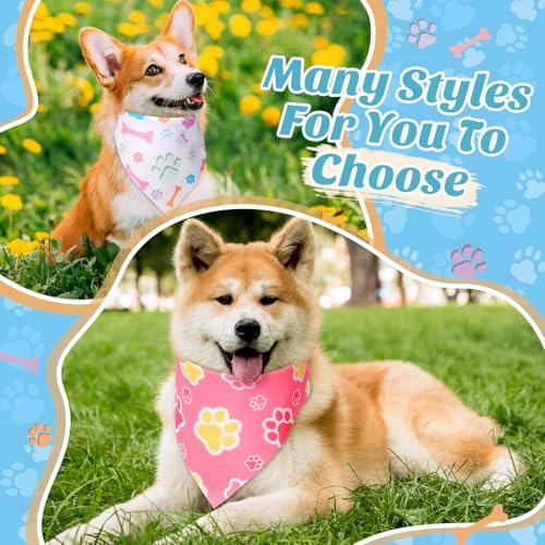image for Weewooday 50 Pcs Paw Print Dog Bandanas Bulk for Dogs Soft Bibs Adjust