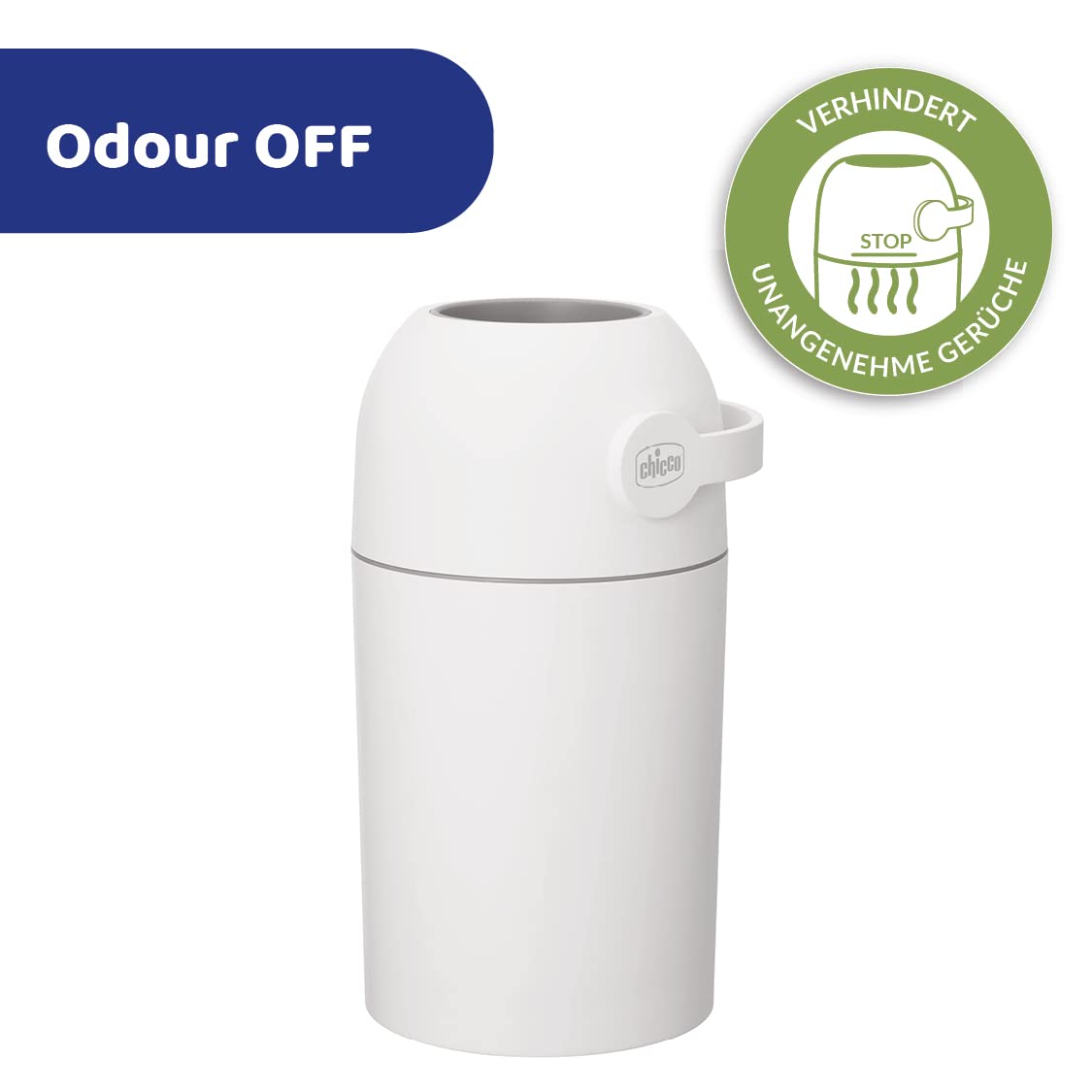 Chicco Windeleimer Odour Off, geruchsdichtes System, platzsparender Baby Windeleimer mit Deckel, ohne Nachfüllkassetten