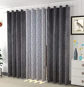 Galaxy Home Decor Premium Suede Velvet Room Darkening Long Door Curtains - 8 Feet, Pack of 3, Grey & White