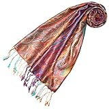 Maße: 35 x 160 cm Lorenzo Cana Luxus Seidenschal für Frauen Schal 100% Seide gewebt Damenschal elegant Paisley Muster Pastellfarben 78647