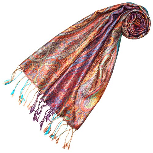 Lorenzo Cana Luxus Seidenschal für Frauen Schal 100% Seide gewebt Damenschal elegant Paisley Muster Pastellfarben 78647