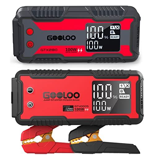 Gooloo Gt4000S Jump Starter 4000 Amp Car Starter 100W Two-Way Fast-Charging Portable Car Battery Charger Booster & Gtx280 280Wh Portable Power Station #TOP15