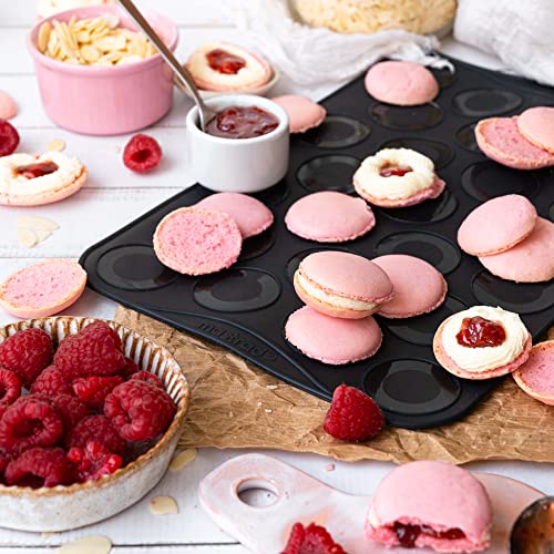 Mastrad Small Macaron Baking Sheet, 25 Ridge Mold Tray Mat, Flexible, Reusable, Non-Stick, Silicone, Heat-Resistant, Multi-Colour - F45514 #TOP6