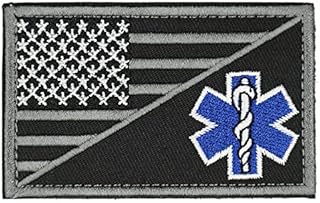 MUNAN ACU EMS EMT Star of Life USA Flag Subdued Paramedic Medical Tactical Army Gear Fastener Patch