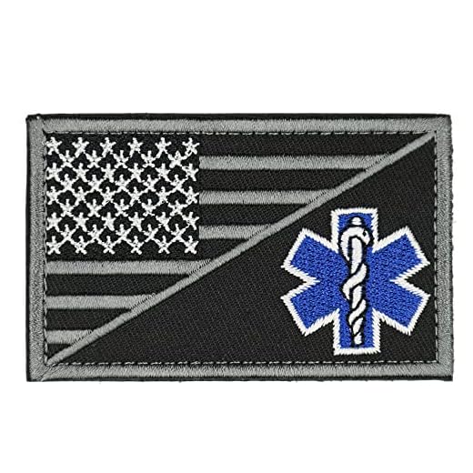 MUNAN ACU EMS EMT Star of Life USA Flag Subdued Paramedic Medical Tactical Army Gear Fastener Patch