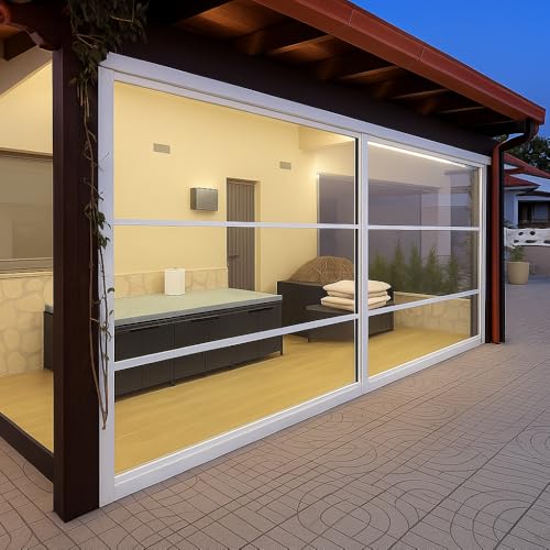 Tenda Veranda Ermetica | Su misura | Cassonetto Lineare | Antipioggia | Antivento | Isolamento Termico e Acustico | Ideale per Esterni, Balconi, Gazebi,Veranda