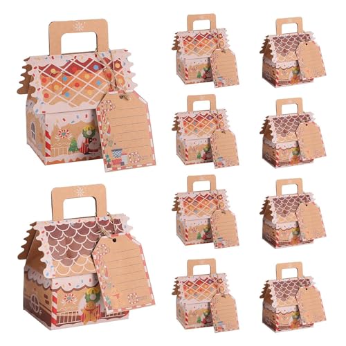 Ynnhik Scatole per dolcetti natalizi – Scatole per biscotti di Natale, graziosa casa di Natale | Pan di Candy Box Goodie Boxe, sacchetti di caramelle di Natale per caramelle