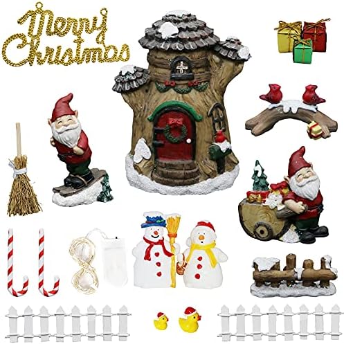 BangBangDa Miniature Christmas Fairy Garden Set - DIY Snowman Santa Mini Christmas Garden Accessories Kit Cake Dollhouse Ornaments Birthday Gifts for Girl Boy Kids Children