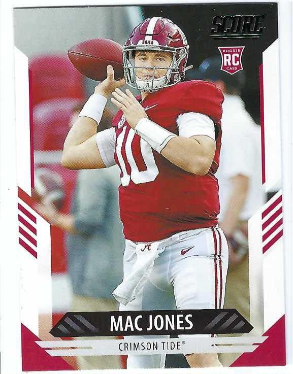 MAC JONES 2021 Puntuación Panini # 306 Rookie Card RC Fútbol New England Patriots Alabama Crimson Tide