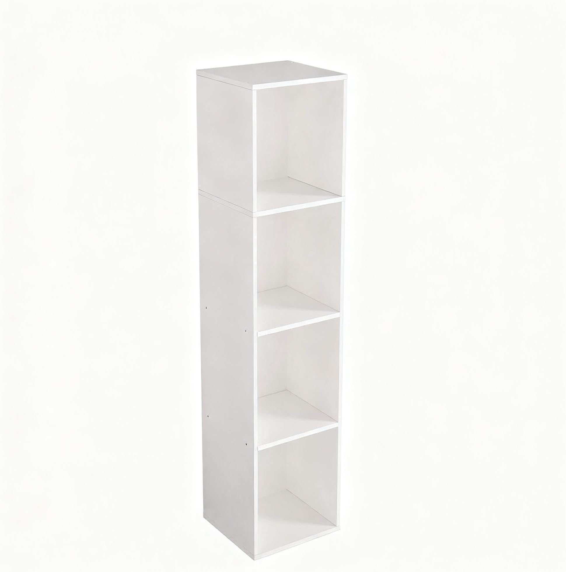 4 Cube Storage Organizer, Cube Shelf, Freestanding 4 Tier Open Shelf Bookcase for Home Office, Bedroom, Living Room, Study, White