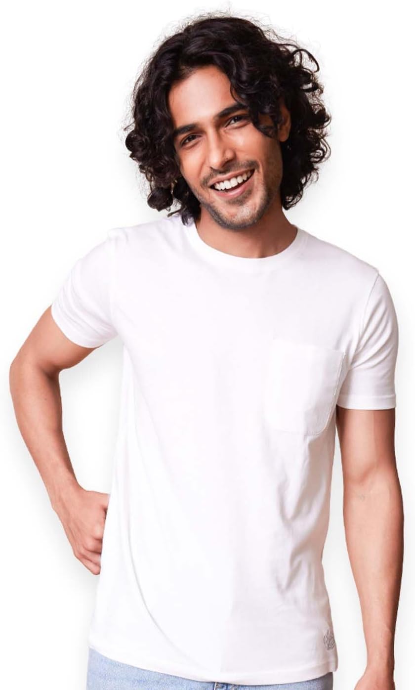 KINGDOM OF WHITEI Daily | 100% Cotton | Crew Neck White Tshirt | Soft Ribbed Collar with Breathable & Lightweight Fabric | Short Sleeve Regular Fit Everyday Wear and All-Season Tshirt