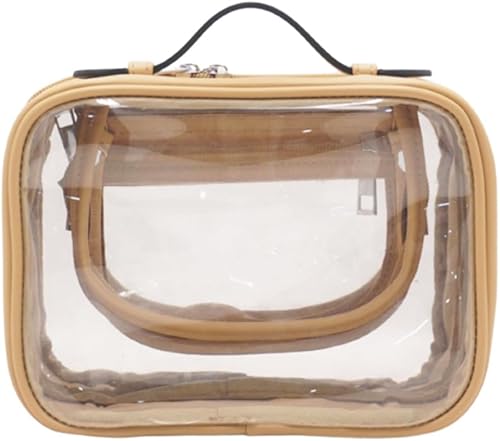 Miniatura 2 de PHILISENMALL Bolsa de viaje transparente portátil con asa Bolsa de cosméticos impermeable de doble capa de gran capacidad, bolsas de aseo ligeras