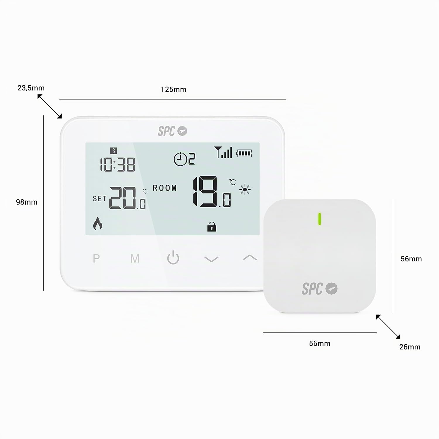 SPC Vesta Thermostat – Thermostat de Chauffage WiFi pour chaudière à gaz, contrôle Intelligent par Application, Compatible Alexa/Google, détection de fenêtre Ouverte, programmable et Mural – Blanc