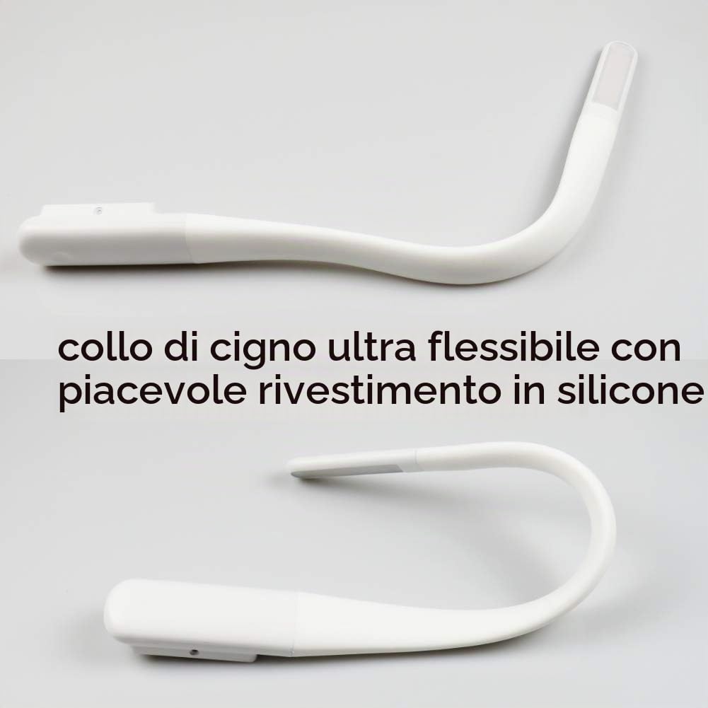 Lampada da letto 'Sedani' Lampada da lettura 4W flessibile collo in silicone bianco caldo, colore: bianco