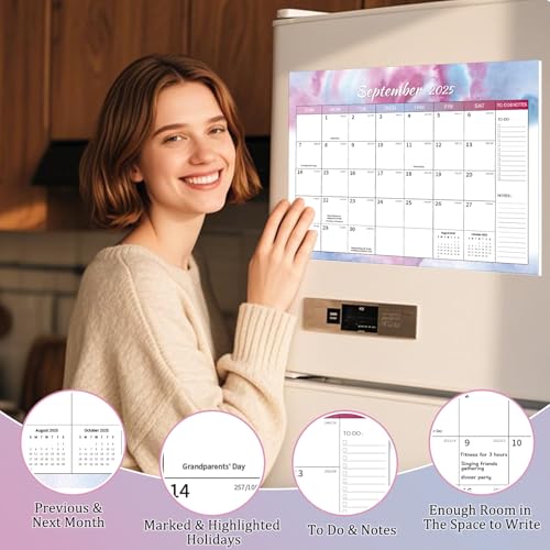 Calendrier Magnétique Frigo 2025-2026 (18 Mois) | 32x22 Cm - Organisateur Familial Mensuel | Planning Bureau Et Maison